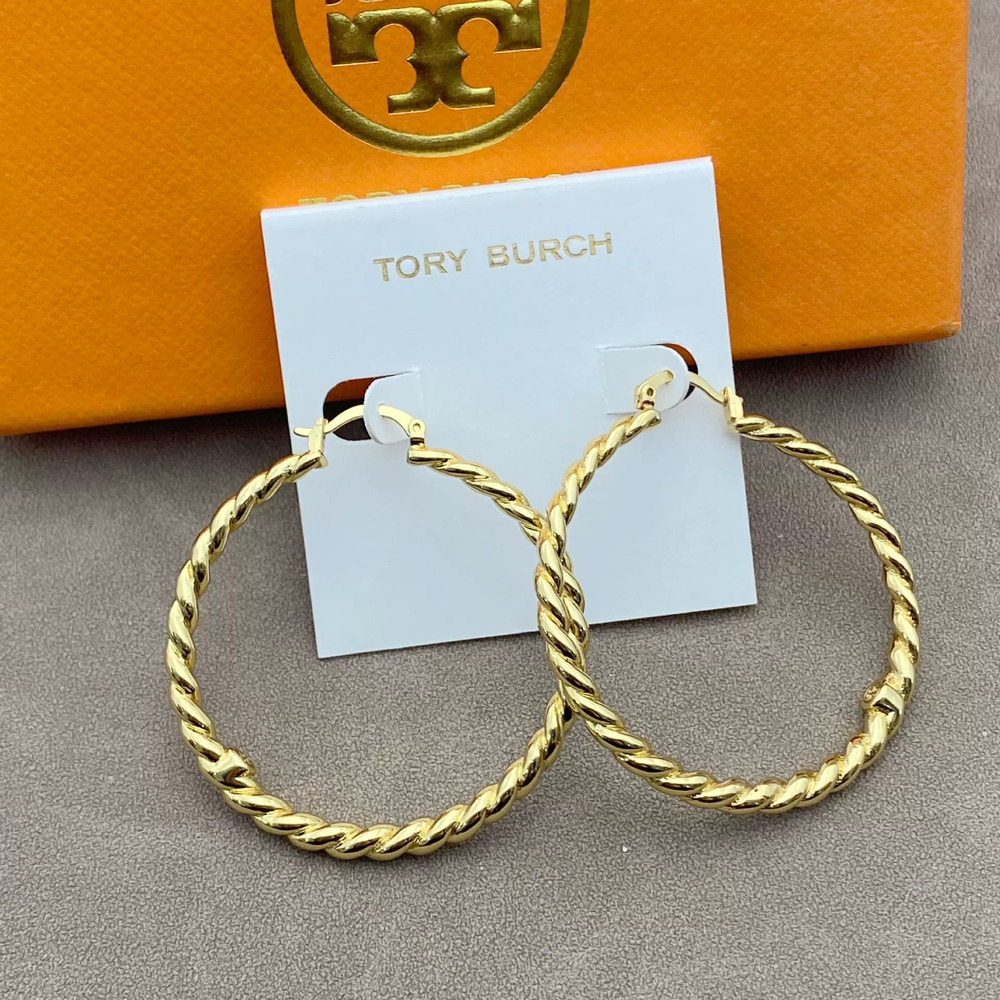 Tory Burch Twist Silver Hoop Earrings Vintage